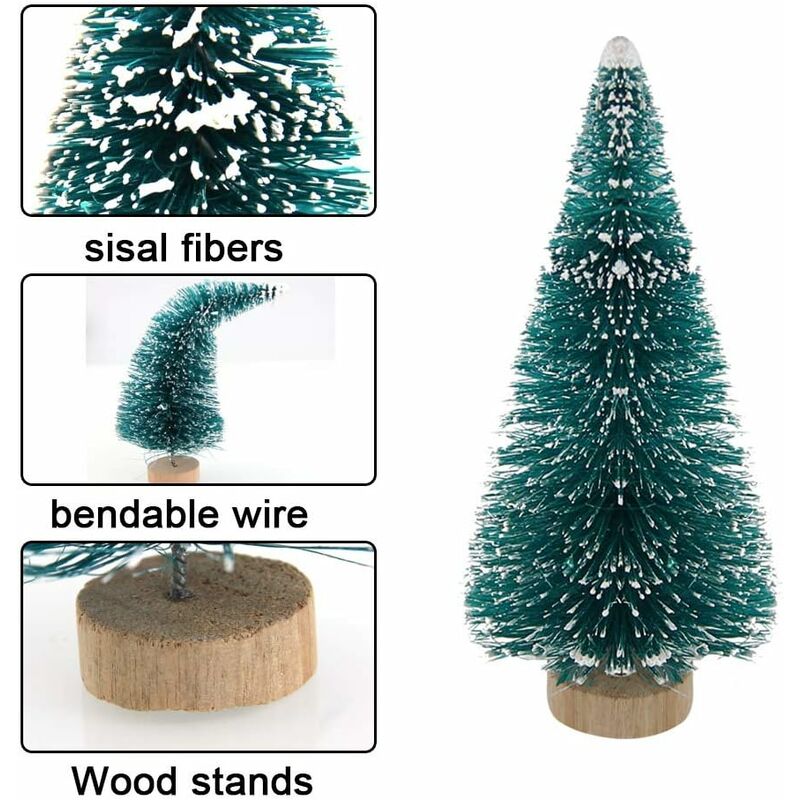 Lot De 9 Mini Sapins De Noël Artificiels - Tailles 10, 15, 20 Cm - Base En Bois - Décoration De Table, Vitrine, DIY