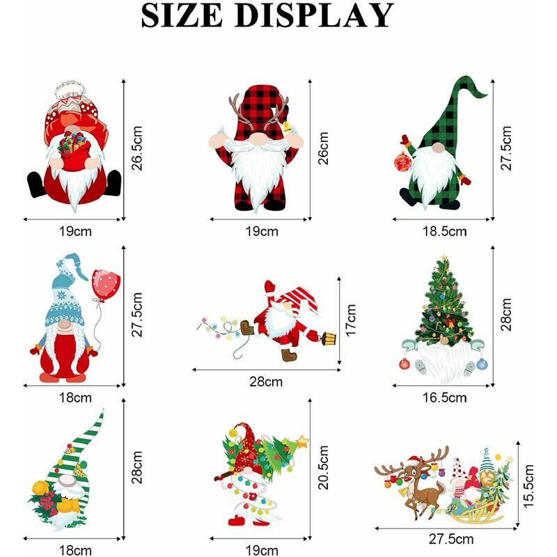 Veemoon Autocollants De Noël Gnome Autocollants Adhésifs Pour Fenêtres Et Réfrigérateurs Décoration De Fête Ambiance Festive Et Pratique Pour Décoration Intérieure Maison