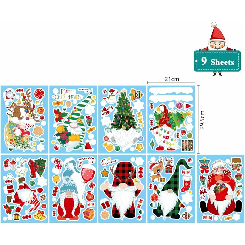 50 Autocollants De Noël Gnomes - En PVC Imperméable, Finition Brillante, Tailles 3-6cm