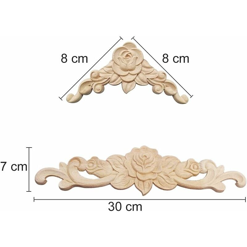 Moulure Decorative Bois 4 Pièces Sculpture Bois Moulure Rosace
