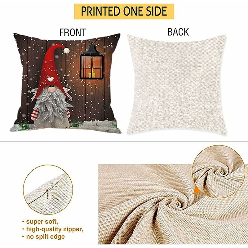 Lot De 4 Housses De Coussin Noël 45x45 Cm – Peluche Douce, Fermeture Zip – Motifs Festifs Pour Salon, Chambre
