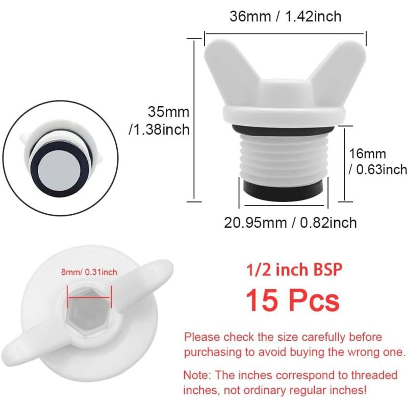 4 Bouchons Radiateur En Laiton Fileté G1/2" Mâle - Avec Joint Caoutchouc Et Ruban PTFE