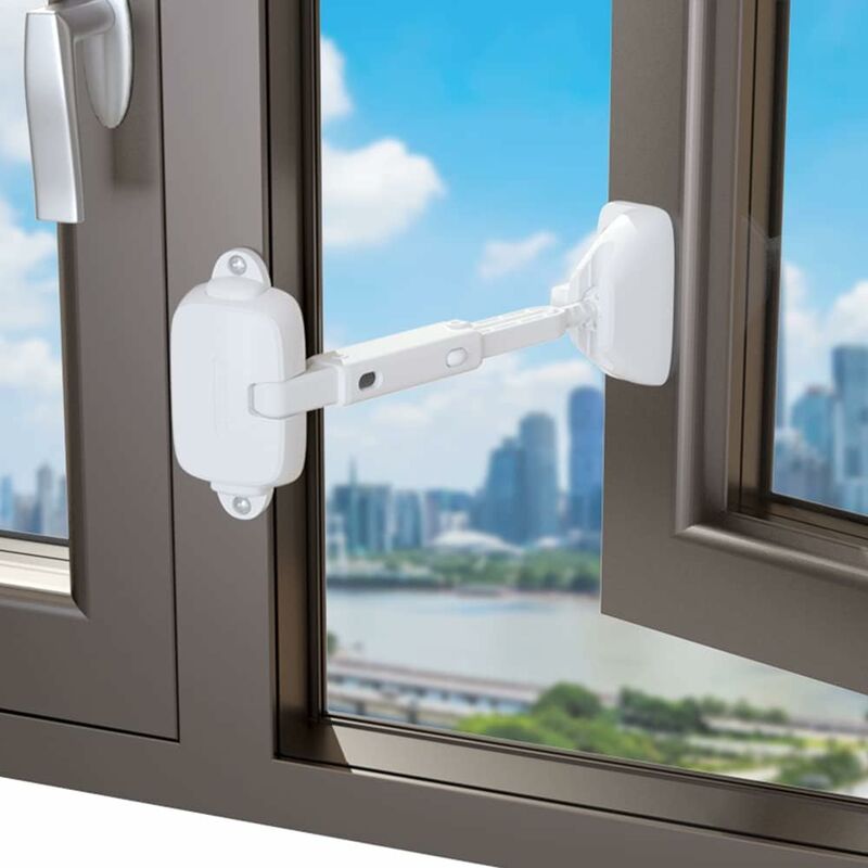 Entrebailleur De Fenêtre Sécurisé Sans Perçage - Protection Enfant Et Chat - Bloc Fenêtre Ajustable - Gris - Installation Facile