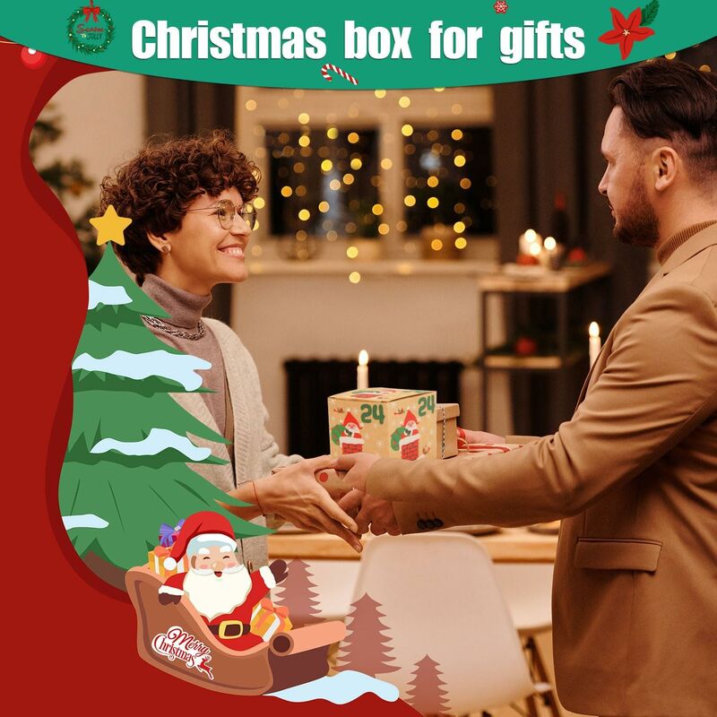 EKKONG Sac Cadeau Coloré En Papier, 24 Calendrier De L'Avent De Noël Avec 1- 24 Numéros De L'Avent Et 24 Pinces En Bois, Sac Emballage Cadeau Pour Noël Mariage Anniversaire Enfant Pques Party