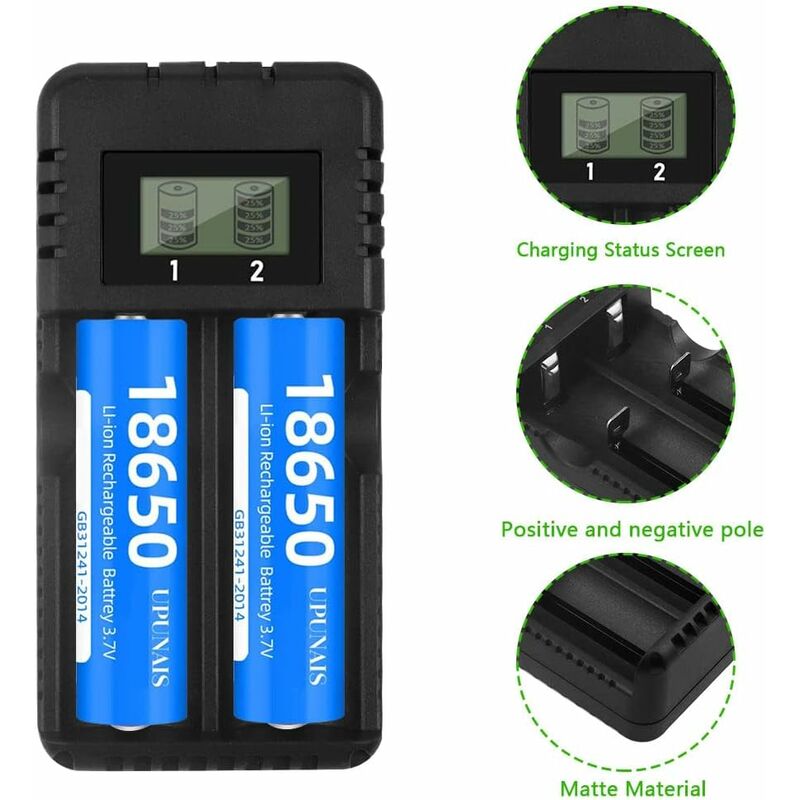 Chargeur Universel Piles 18650 WholeFire - Écran LED, 4 Slots Indépendants, Sécurité Avancée