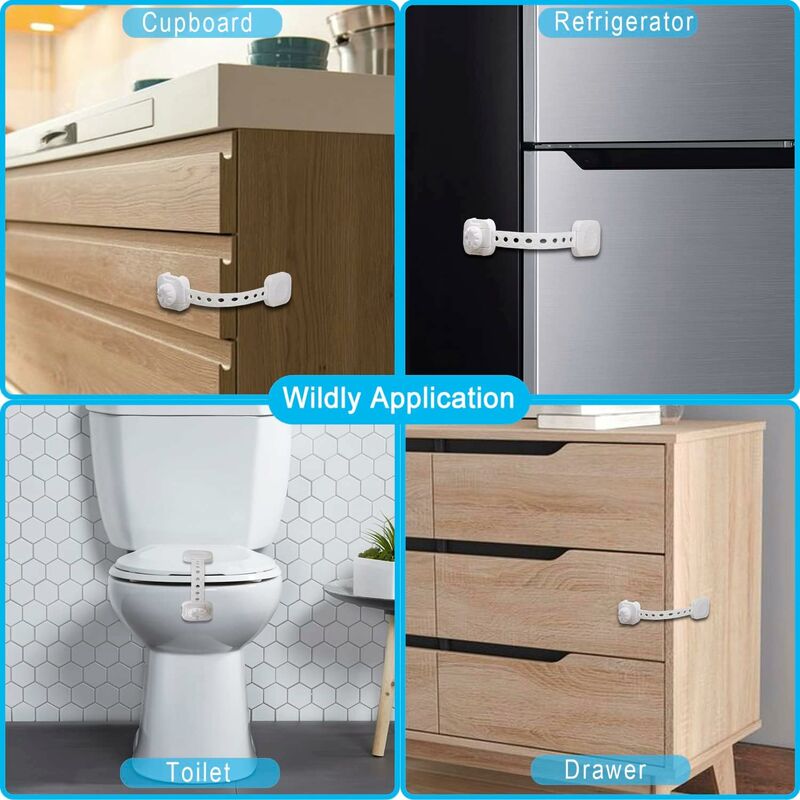Verrous Sécurité Enfants - Lot De 2 - Adhésif 3M Fort - Pour Placard, Frigo, Toilette - Sans Perçage