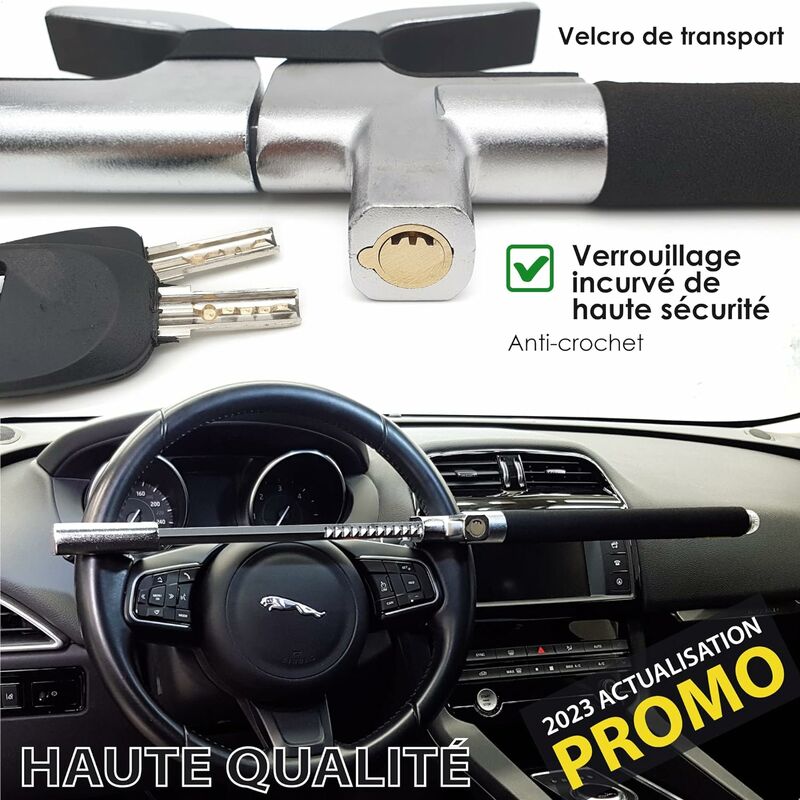 Antivol verrou de volant double crochet extensible voiture van acier  sécurité