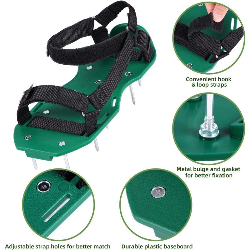 Sandales Aérateur De Pelouse Ohuhu - Pointes 5.5cm Acier - Ajustables - Pour Gazon Et Terre