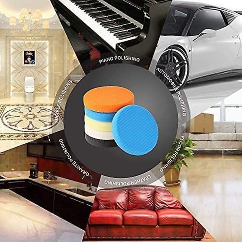 SPTA Éponges De Polissage, 43Pcs 30mm 50mm Et 80mm Kit De Polissage Pad Éponge à Polir Kit Pour Voiture Ponçage Polissage Pour Polisseuse Machine à Polir -POSWMIX36