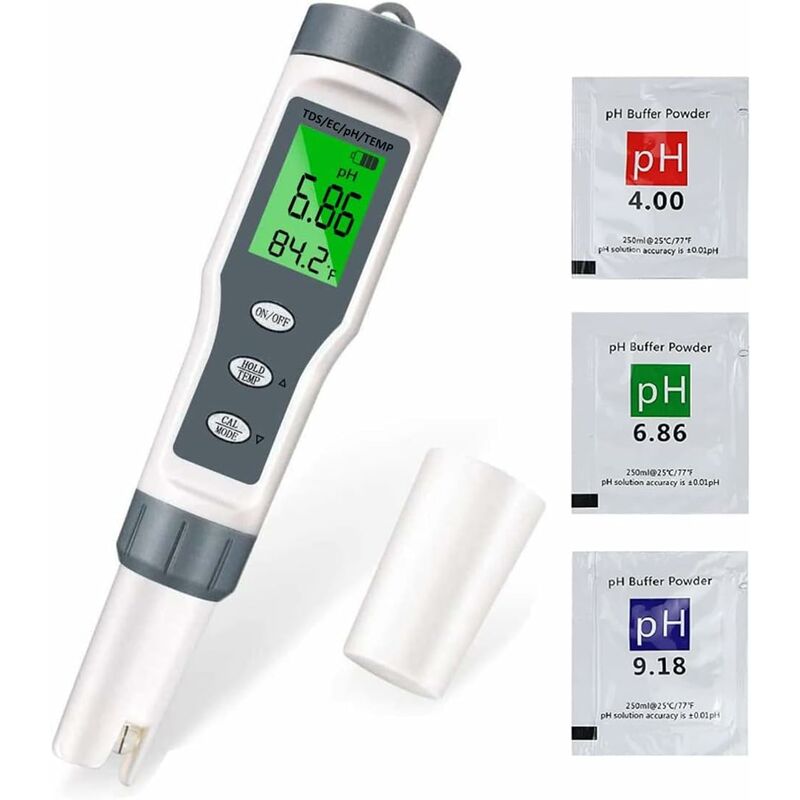 Testeur pH pH-mètre électronique Testeur pH électronique (Affichage de deux  valeurs : pH et température, Capteur de haut