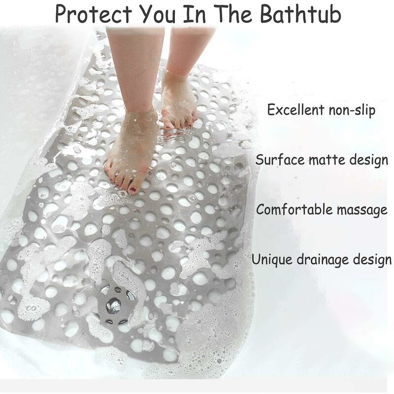 Tapis de douche carré 53 x 53 cm, adapté au sol de la douche, tapis de baignoire antidérapant et Tapis de douche carré 53 x 53 cm, adapté au sol de la douche, tapis de baignoire antidérapant et