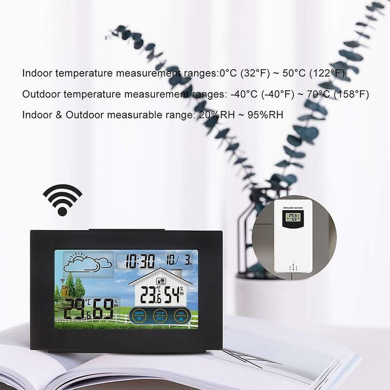 Station Meteo Et Barometre - Météo Sans Fil Numérique Hygromètre  Thermomètre Extérieur Intérieur Réveil Moniteur