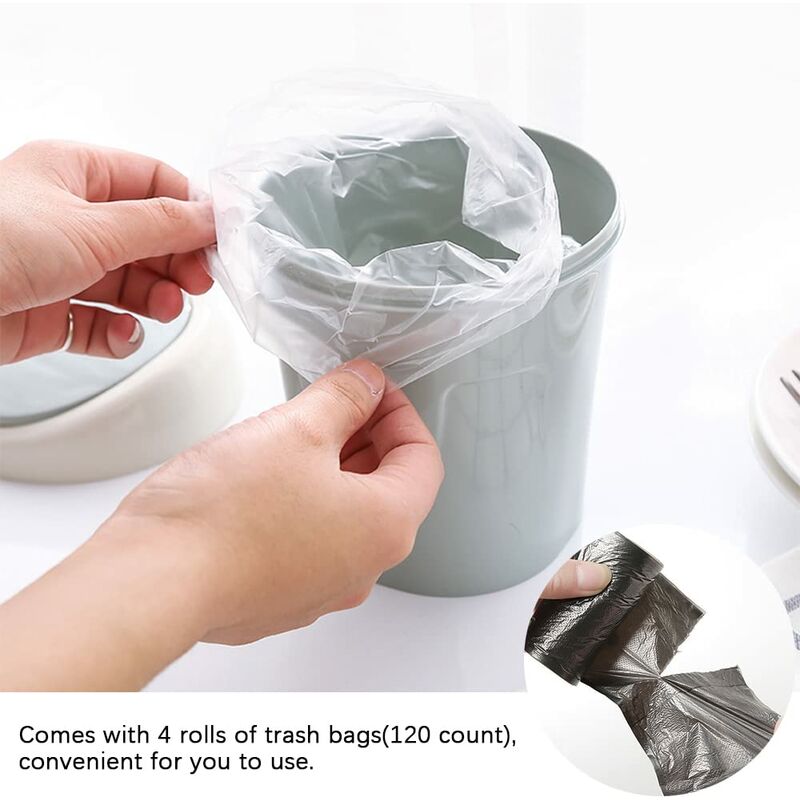 Mini poubelle de table avec couvercle : mini poubelle de bureau - Petite  poubelle de table portable - Avec 4 rouleaux de sacs poubelles