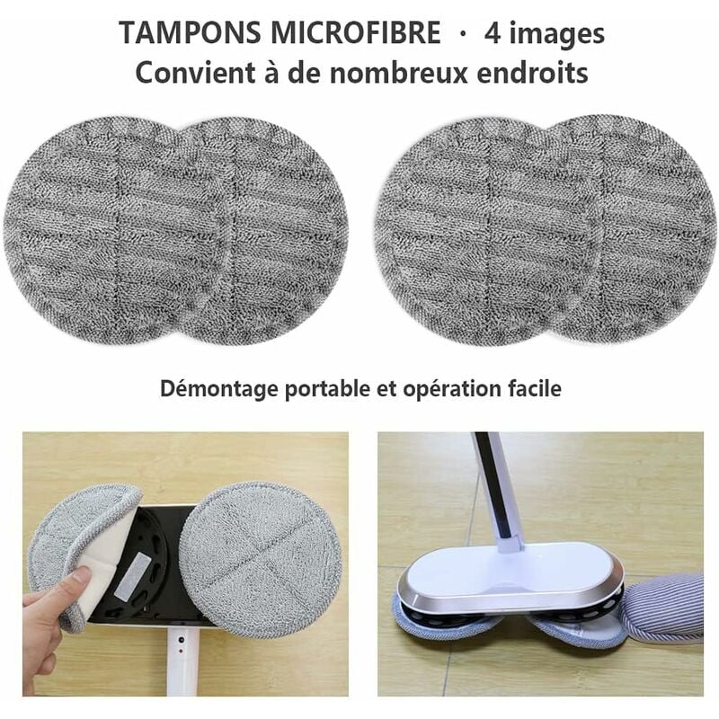 1 Recharge De Tampons De Vadrouille En Microfibre De Qualité