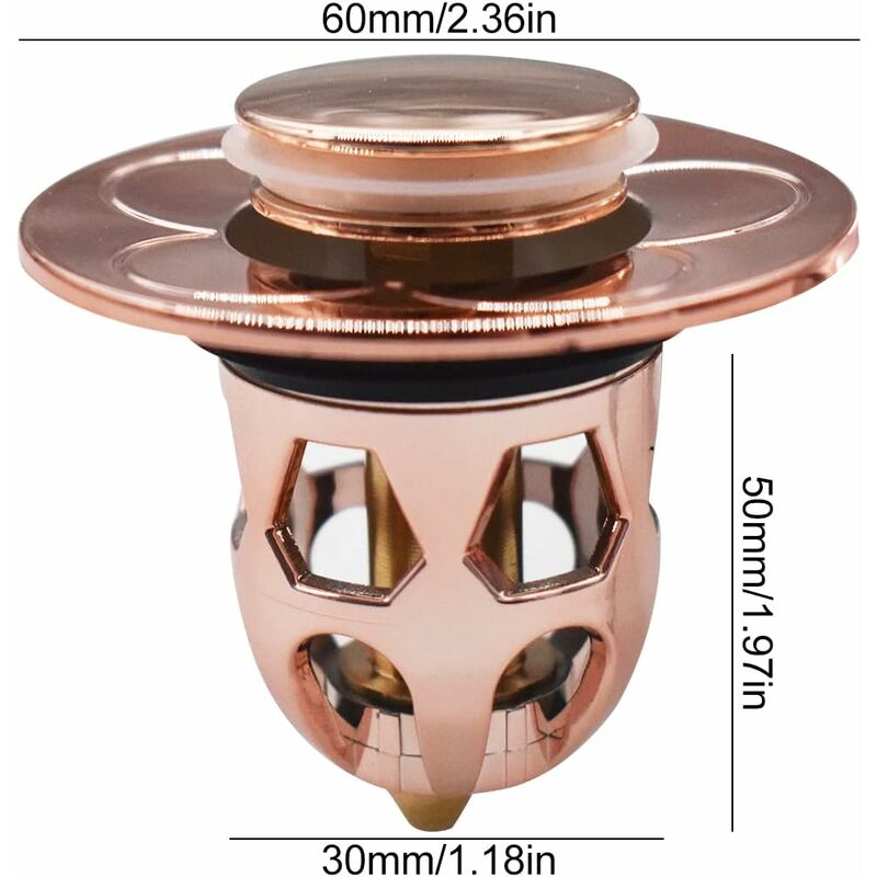 Bouchon Evier Pop-up Bonde Lavabo Pop-Up Universelle - 25-46mm - Filtre Anti-Cheveux Et Anti-Odeurs - Hibbent Filtre Vidange