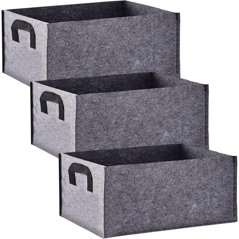 Sacs De Culture Non Tissés Rectangulaires – Lot De 3 Avec Poignées – Pour Légumes, Fruits, Fleurs En Balcon Ou Jardin