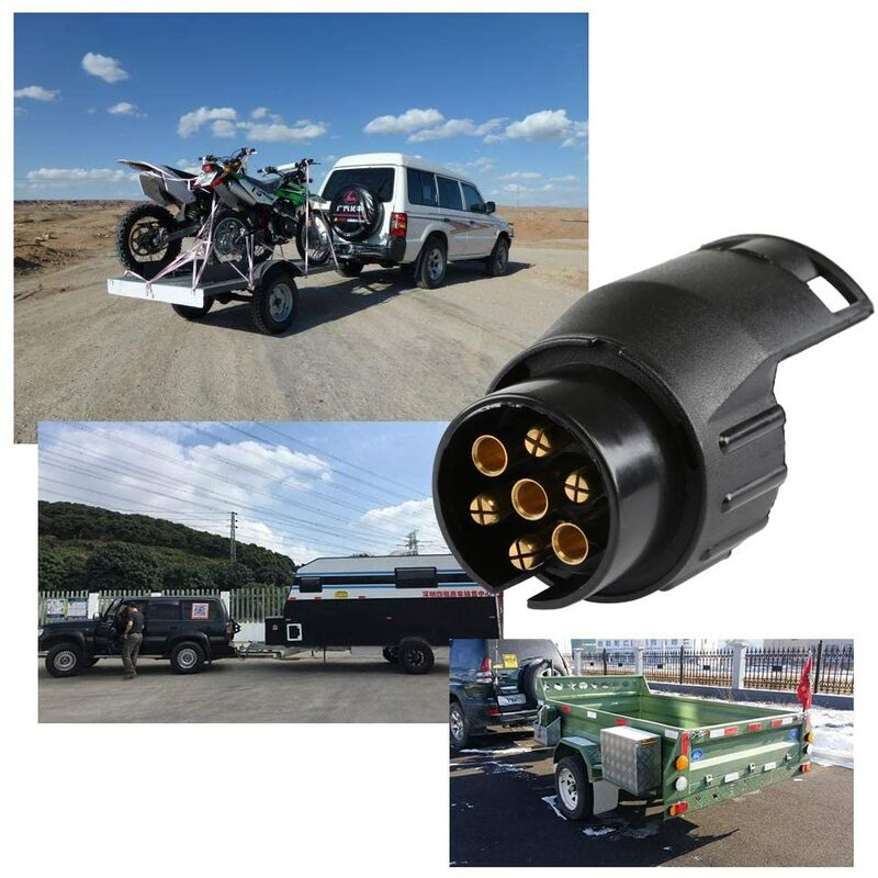 Adaptateur Prise Remorque 7 Vers 13 Broches - Imperméable, En Nylon Et Laiton, Compatible Voitures, Fourgons, Camping-cars - 5