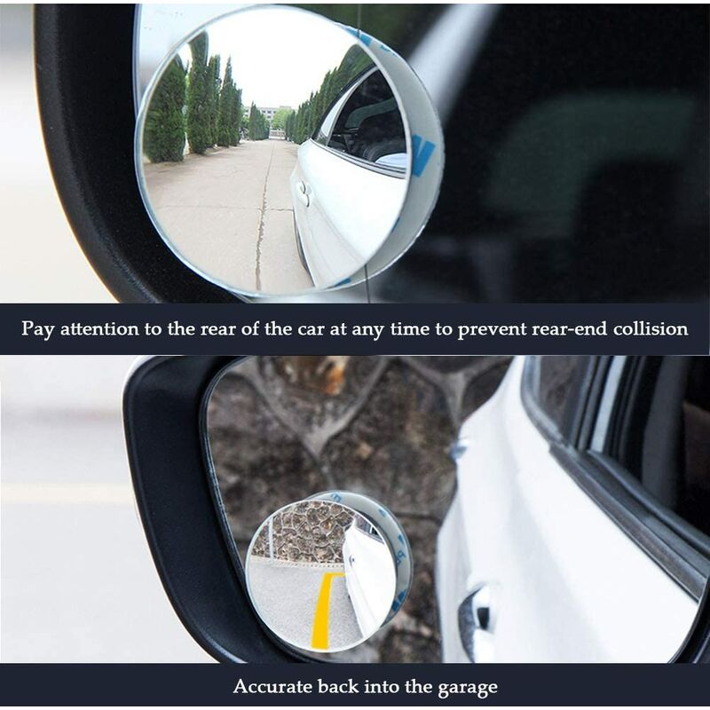 4 Rétroviseurs D'angle Mort Pivotants 360° - Adhésif 3M, Grand Angle HD, Pour Voiture, SUV, Camion