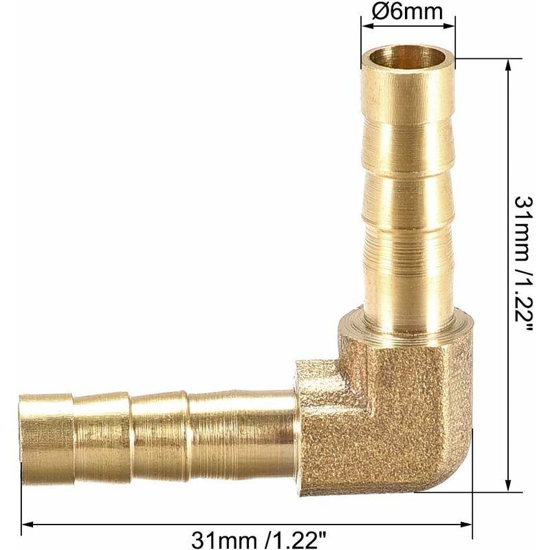 19mm Raccord Cannelé Tuyau Laiton Barbelé 90 Degré Coude Tuyau