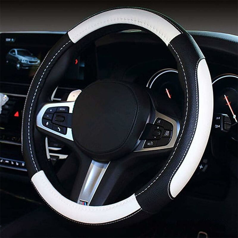 Accessoires de voiture intérieur volant couverture cuir 37-38CM universel  décorer accessoire Voiture pour GOLF BMW