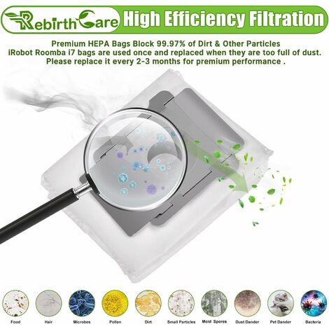 Sacs à Poussière Recharge Pour IRobot Roomba - Compatible I7/i7+, I3/i3+, S9/S9+, E5/E6/E7 - Lot De 4 Sacs + 4 Filtres