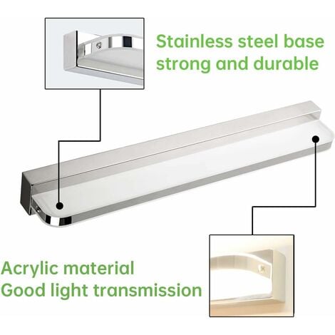 Lampe Miroir LED 7W 42CM Blanc Froid, Applique Miroir Salle de Bain IP44 Étanche 6000K 600LM, Acrylique Lampe Applique LED Moderne Lampe Armoire Luminaire Salle de Bain