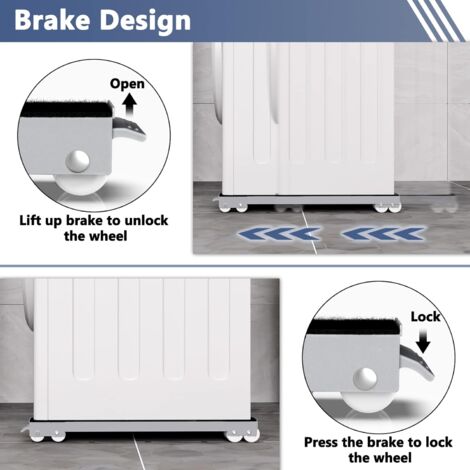 Base Machine a Laver Support de Réfrigérateur Socle Roulant avec Frein max  300KG