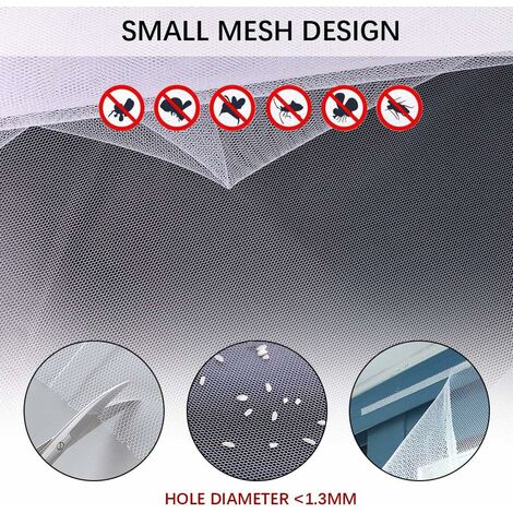 Lot De 6 Filets Anti-insectes Noirs Pour Fenêtre - 130 X 150 Cm - Moustiquaire Rideau Ajustable