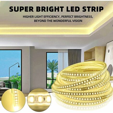 Ruban LED, Bande LED, Bandeau LED 220V AC 5050 IP68 étanche, High Bright  Three Chips, LED Strip Light Lumineux Bandeau (blanc chaud, 2m)