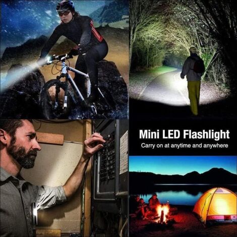 Lot De 4 Lampes De Poche LED Multifonctions - Petites, Portables, Pour Randonnée, Camping - Piles AAA Non Incluses - 8