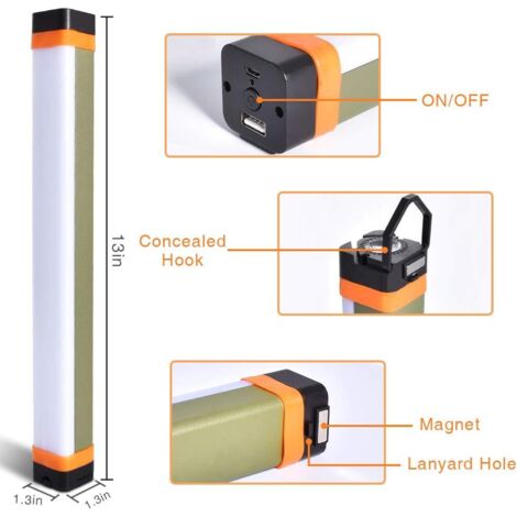 Lanterna Camping Solare Con Base Magnetica Pieghevole E Treppiede Regolabile - Luce LED 100 LED, Batteria 3000 MAh, Ricaricabile Con Pannello Solare