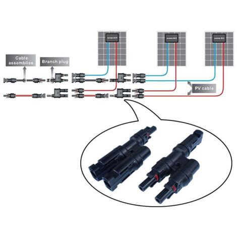 Connecteurs Panneaux Solaires GTIWUNG - Raccord En T/Y, 1000V 50A, IP67, Pour Connexion Parallèle, Câble 2.5-6 Mm²