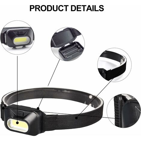 Lampe Frontale Super Lumineuse, Lampe Torche LED Rechargeable Lampe Frontale LED avec 6 LEDs 8 Modes d'Eclairage avec Câble USB | Leroy Merlin