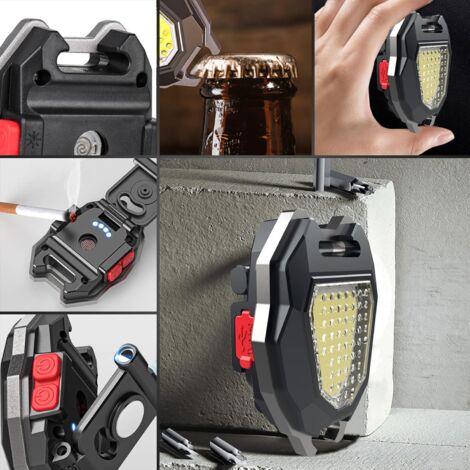 Mini Lampe COB LED Porte-Clés – 3 Modes (Fort/Faible/Stroboscope), Mousqueton, ABS Noir, Piles Incluses