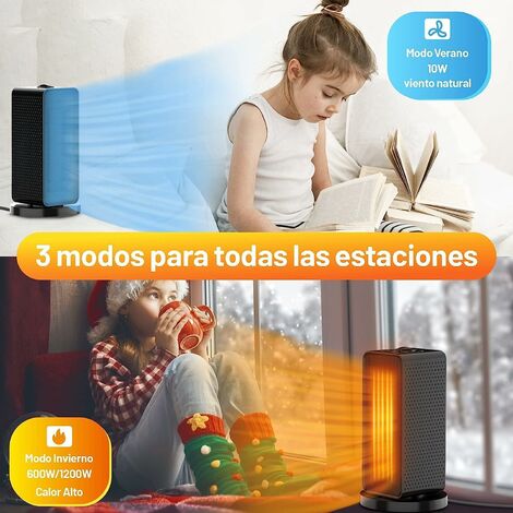 Radiateur Soufflant Céramique 1200W - 2 Modes, Protection Anti-basculement, Design Blanc Et Rose Gold, Pour Bureau Ou Maison