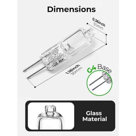 10 Ampoules LED G4 1W Blanc Chaud 2700K – 100lm, 12V, Ra>90, Capsule Miniature