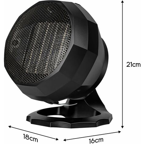 Chauffage D'appoint 900W PTC - 3 Modes, Protection Basculement/surchauffe, Faible Bruit, Portable