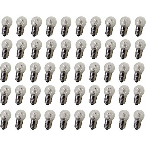 Lot de 10 mini ampoules E10 à culot à vis pour lampe torche, Blanc