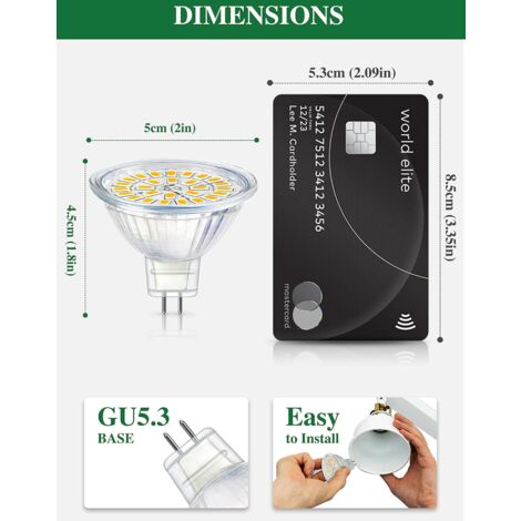 Ampoule LED GU5.3, MR16 LED 12V 3W Equivalent à 30W Lampe Halogène Blanc Chaud 3000K, Ampoules LED Spot Non Dimmable, Lot de 10 [Classe énergétique F]