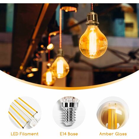 Ampoule LED Filament E14,Blanc Chaud 2700K,400LM,4W(équivalent à 37W), Rétro Ampoule Edison LED G45,Lot de 5 [Classe énergétique F]