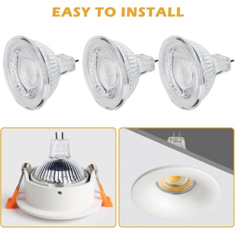 Ampoules LED GU5.3 MR16 12V, 5W Equivalent à 40W Lampe Halogène, Blanc Chaud 2700K, 350LM, Ampoules LED Spot 12V, Lampe Réflecteur Faisceau Large 120° Non Dimmable, Paquet de 6 [Classe énergétique E]