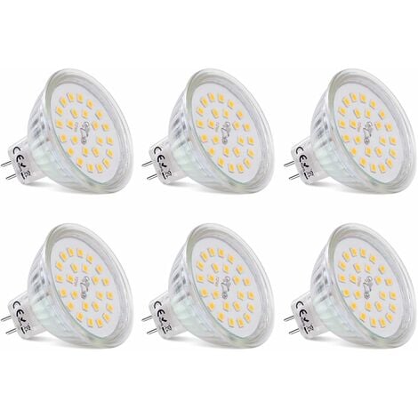 Ampoules LED Spot MR16 Culot GU5.3 Blanc Chaud 2700K, 3,8W Équivalent à Halogène 40W, LED Spot GU5.3 12V Non Dimmable 430 Lumen Lampe LED MR16, Lot de 6 [Classe énergétique E]