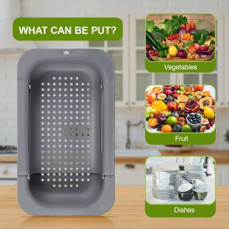 Passoire Rétractable Pour évier - Plastique Alimentaire, 46 X 34 Cm | Pour Fruits, Légumes, égouttage Vaisselle