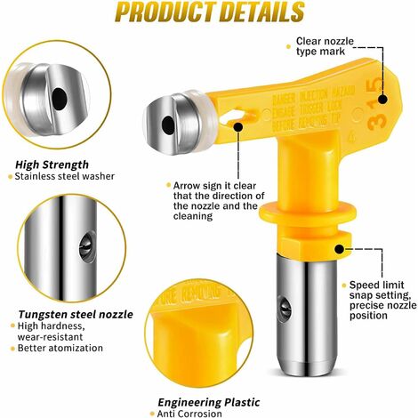 6 pièces Buse Airless,Buse Pistolet Airless pour Pistolet à Peinture Haute Pression (Tapez 413,415,417,419,423,425)
