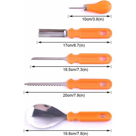 Lot de 5 outils de sculpture de citrouille pour Halloween - Qualité supérieure - Réutilisables - En acier inoxydable robuste - Pour adultes et enfants