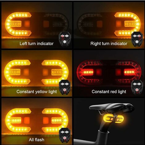 Feu Arrière Vélo Rechargeable USB - Télécommande Sans Fil - Étanche IPX4 - 7h Autonomie - 85 Lumens