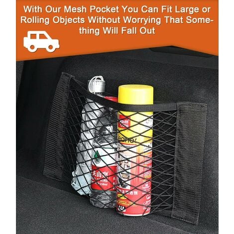 Filet Rangement de Coffre Voiture, [4 PCS 40x25cm] Organisateurs Pocket , Filet de Stockage Voiture Sac avec Élastique Magic Sticker pour Voiture Bagages