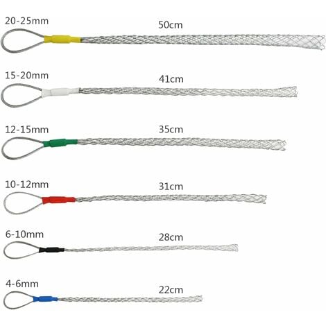 Lot de 6 4-25 Mm Kit de chaussettes de traction de câble en acier galvanisé antidérapant pour câble lassos