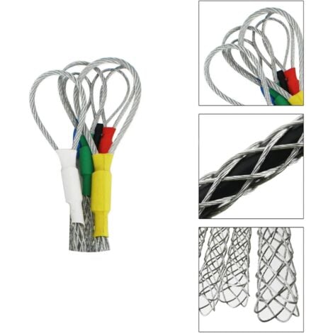 Lot de 6 4-25 Mm Kit de chaussettes de traction de câble en acier galvanisé antidérapant pour câble lassos