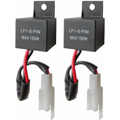 2 Relais Clignotant LED 12V 2 Broches LF1-S-PIN - Solution Hyper Flash, 85 Flashs/min, 0.1-150W - 3